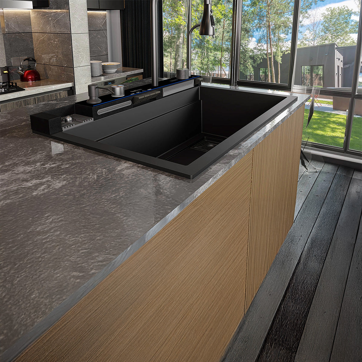 Real Stone Victoria Granit Akıllı Eviye Seti Antrasit 75.5X47 cm