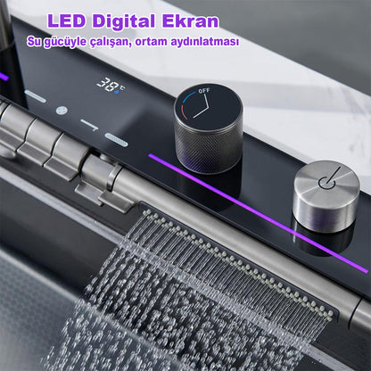 Fleko Light Akıllı Şelale Teknolojik Eviye Seti Batarya Mutfak Evyesi 75x45 cm