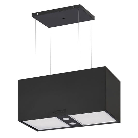 GL General GLD 1070SA Elegance 70 cm Ada Siyah Davlumbaz Cam Ada Tipi Ankastre Davlumbaz