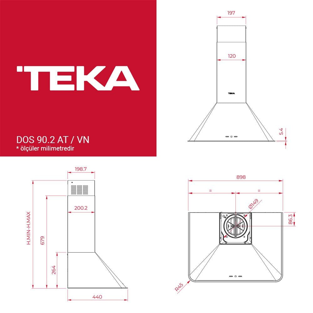 Teka DOS 90.2 AT Antrasit Country Serisi Duvar Tipi Davlumbaz 90 cm Antrasit Rustik Retro