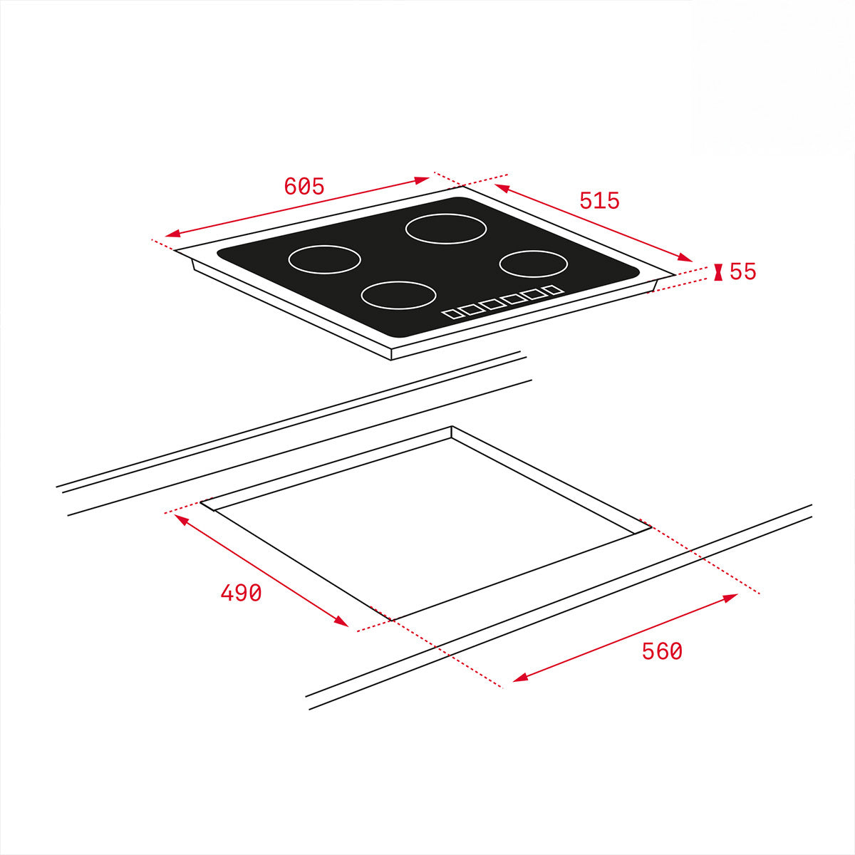 Teka iKnob IT 6450 İndüksiyonlu Cam Seramik 7400 W Ocak Siyah 60 cm