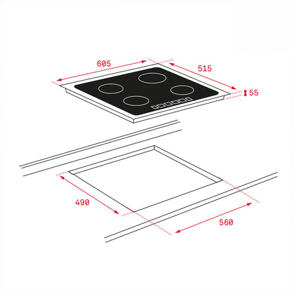 Teka iKnob IT 6450 İndüksiyonlu Cam Seramik 7400 W Ocak Siyah 60 cm