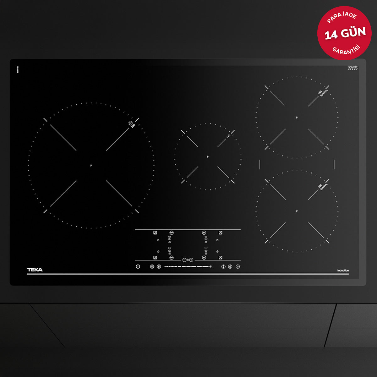 Teka IR 8430 5 Zone Siyah İndüksiyon Ocak Kumandalı Pro 80 cm
